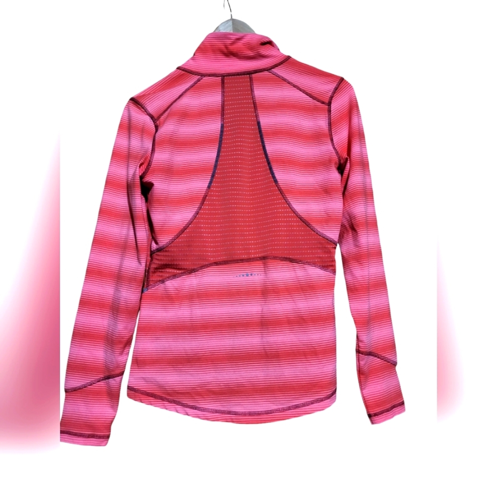 Title Nine Coral Pink Striped Lightweight Athletic Zip Front Jacket XS Comfy - Picture 2 of 3